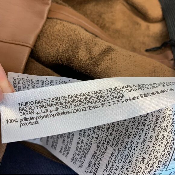 Zara camel brown faux leather high waisted vegan leggings Sz S NWOT - Picture 7 of 12